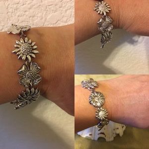 Floral Link Sterling Silver Bracelet
